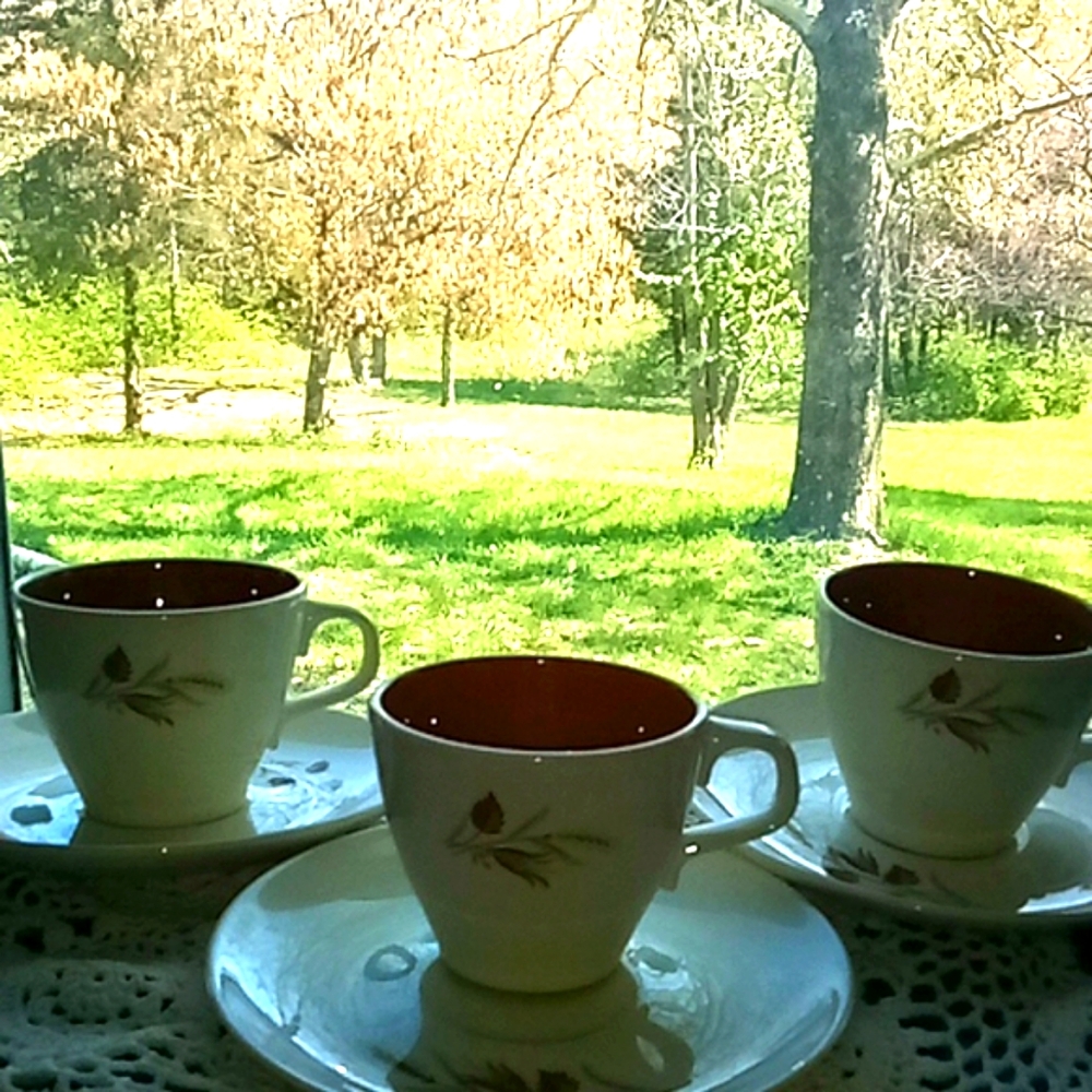 3 vintage Autumn Harvest cups and saucers....3 sets